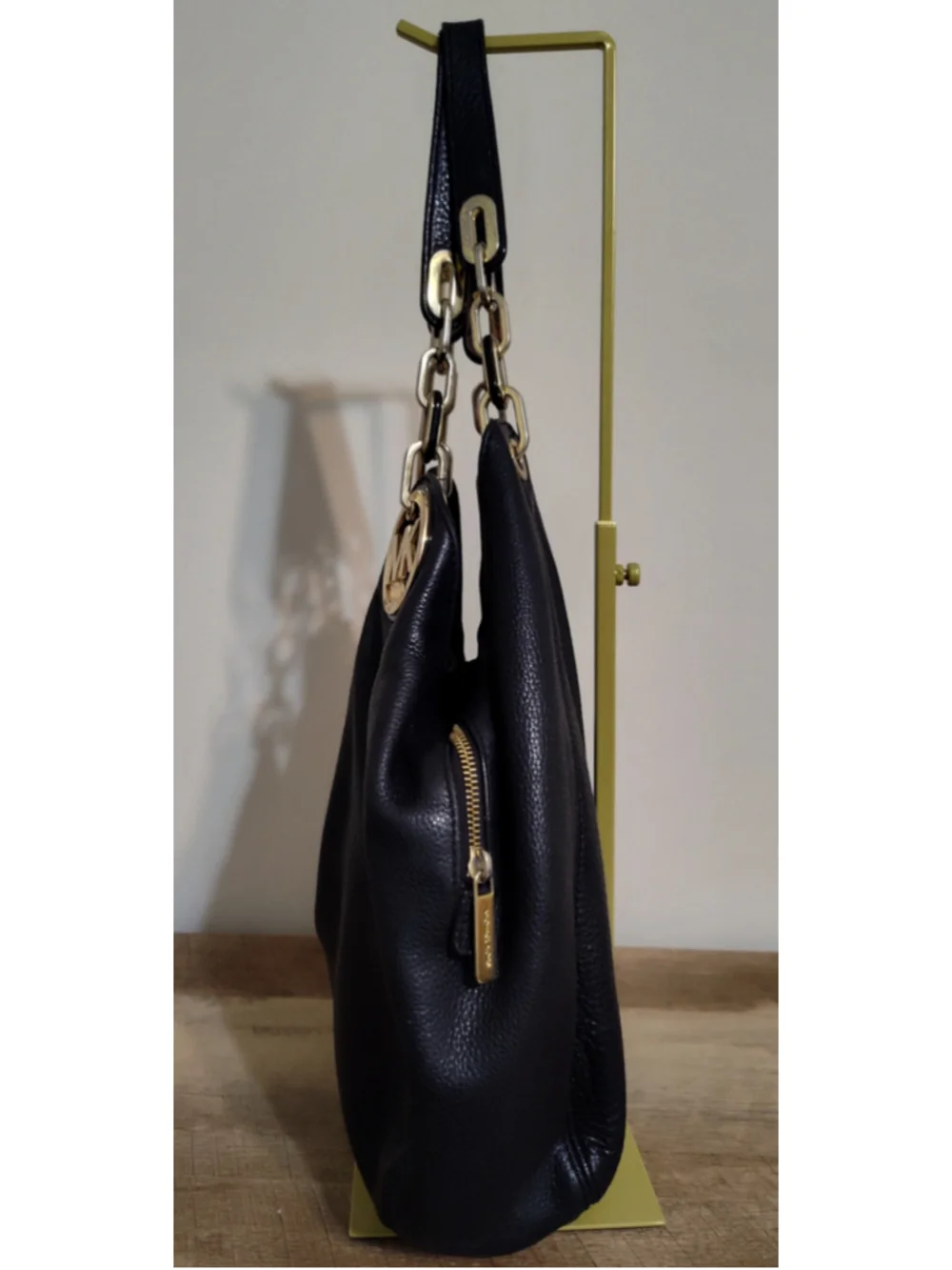Women's Michael Kors Black Gold Hobo Bag One Size